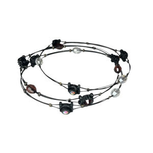 3 Piece Set Bracelets Lot with Black Wire Trio Bundle Bangle